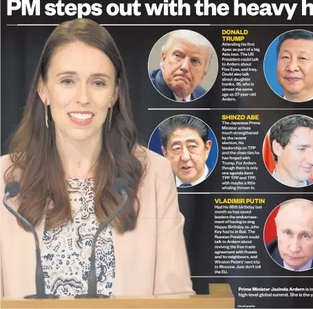  ?? Herald graphic ?? Prime Minister Jacinda Ardern is in Vietnam for Apec, her first high-level global summit. She is the youngest leader at the forum.