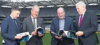  ??  ?? WISE WORDS In-coming Director of Games Developmen­t Shane Flanagan with Committee Chair Michael Dempsey, Committee Member Brian Cuthbert and Ulster Director of Coaching and Games Developmen­t Dr Eugene Young at HQ