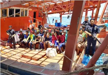  ??  ?? The 36 crew members of the five boats detained by MMEA.