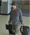  ?? AP ?? This image released in an FBI affidavit shows alleged suspect Marc Muffley on Monday at Lehigh Valley Internatio­nal Airport in Allentown, Pa.