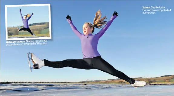  ??  ?? Al fresco action Skating outside has always been an ambition of Hannah’s
Talent Strath skater Hannah has competed all over the UK