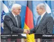  ?? FOTO: DPA ?? Bundespräs­ident Frank-Walter Steinmeier (li.) und Israels Ministerpr­äsident Benjamin Netanjahu.