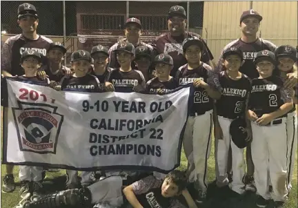  ??  ?? The Calexico Little League 9-10-year-old All-Stars smile after winning the District 22 title. The team recently finished runner-up at the Section 7 tourney. COURTESY PHOTO