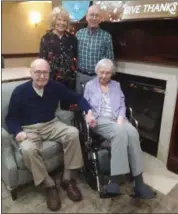  ?? JEAN BONCHAK — THE NEWS-HERALD ?? Sally Wright, top left, Tim Yowell, Janice Wright and Paul Wright often enjoy time together at Governor’s Pointe, an assisted living facility in Mentor. Janice is a patient of Hospice of the Western Reserve.