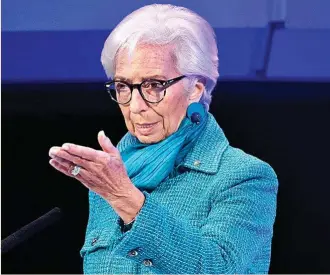  ?? ?? Christine Lagarde, presidenta del
Banco Central Europeo.