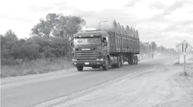  ??  ?? Un camión cargado con heno del Bajo Chaco circula rumbo al norte del territorio chaqueño.