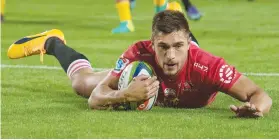  ?? Picture: Gallo Images ?? TRY TIME. Lions centre Harold Vorster scores against the Jaguares on Friday night.