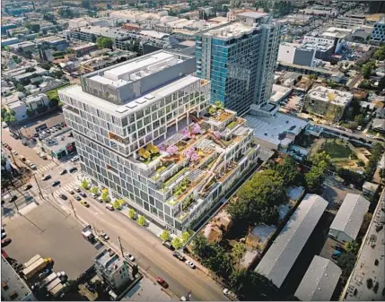  ?? Hudson Pacific Properties ?? NETFLIX will be Hollywood’s largest tenant, CBRE says. Above, a rendering of a tower that the streaming giant has leased.