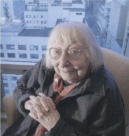  ?? WARD PERRIN / POSTMEDIA NEWS FILES ?? At one point in his biography, Robert Kanigel rather gracelessl­y sketches the late and memorable urban activist Jane Jacobs as “never beautiful” and later describes her as “pudding-faced” and “fat and dumpy.”