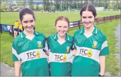  ?? ?? Shamrocks’ players Aifric Sheridan, Leah O’Donovan and Caoimhe Sheridan who represente­d Knockanore NS at the Primary Schools Football Skills competitio­n.