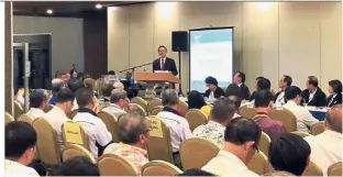  ??  ?? Addresing the audience: Liow speaking at Kojadi’s 36th annual general meeting.