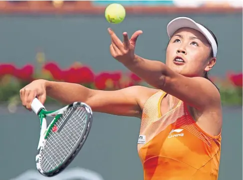  ?? ?? FEARS: Chinese tennis star Peng Shuai accused a senior Communist Party leader of sexual assault.