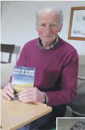  ?? ?? Bob Hay with the new extended version of his book How An Island Lost Its People.