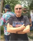  ?? PETE BANNAN - MEDIANEWS GROUP ?? Joe DePaul of Glenolden was among those against the march. “I’m sorry, I can’t deal with a racist group like that. They are more racist than anybody I know,” said DePaul.