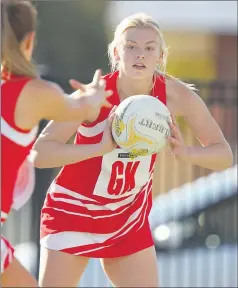  ??  ?? DEFENCE: Breanna Toomey looks to make a pass in 2016.