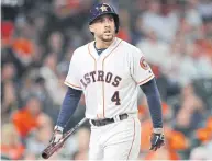  ??  ?? Astros outfielder George Springer during a game last season.