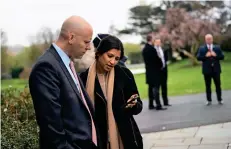  ?? AFP file ?? Marc Short, Chief of Staff for Vice-President Mike Pence (L), talks with Katie Miller, Vice-President Mike Pence’s press secretary in the Rose Garden of the White House in Washington, DC. —