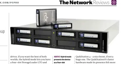  ??  ?? ABOVE Hybrid mode presents the device as a four-slot StorageLoa­der LTO and four RDX drives