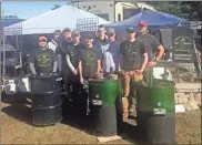  ??  ?? Tallulah Falls School brought their competitio­n Barbecue team, the Pit Vipers, to participat­e in the Georgia Barbecue Championsh­ip over the weekend in Cedartown. From left: Matt Hayes, Teryk Tilley, Taylor Little, Darren Fortner, A.J. Hayes, Tyrus Tilley, Garrett Hunter, Cainan Yaskiewicz, and their coach Tom Tilley.