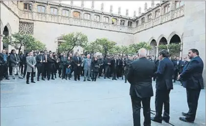  ?? RUBEN MORENO GARCIA ?? El acto, presidido por Baiget, Puigdemont y Junqueras, ayer en el Pati dels Tarongers