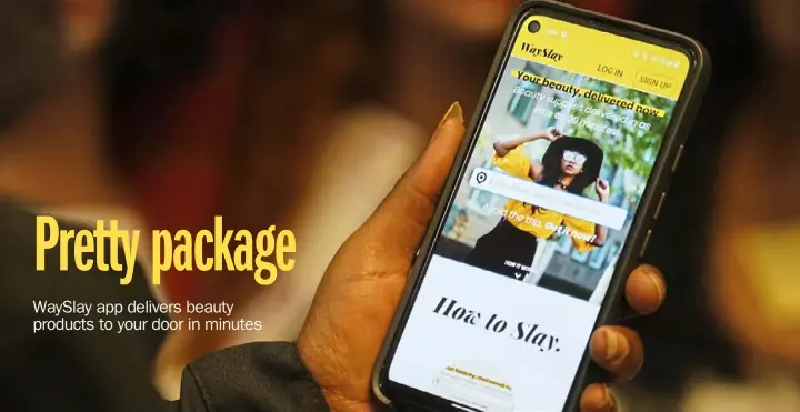  ?? Steve Mellon/Post-Gazette ?? WaySlay allows customers to order beauty products and have them delivered from a local store within 20 minutes, on average.