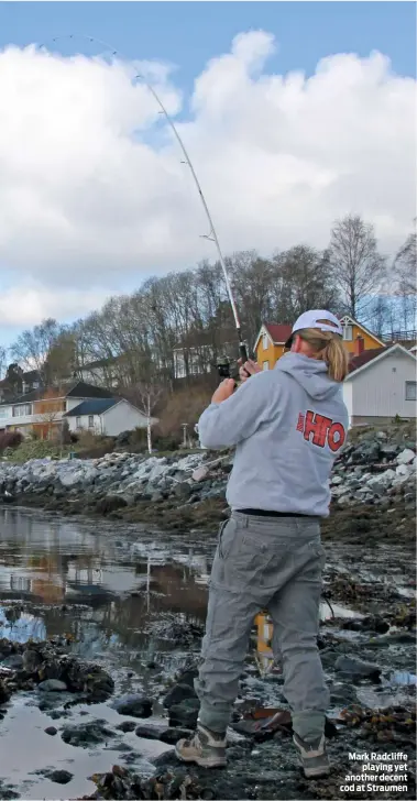  ??  ?? Mark Radcliffe playing yet another decent cod at Straumen