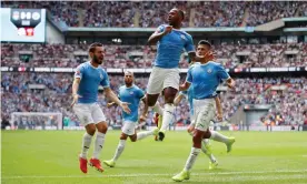  ??  ?? Raheem Sterling scored Manchester City’s opening goal but later demonstrat­ed the sort of indecision that so often seems to afflict him when playing for England. Photograph: Matthew Childs/Action Images via Reuters