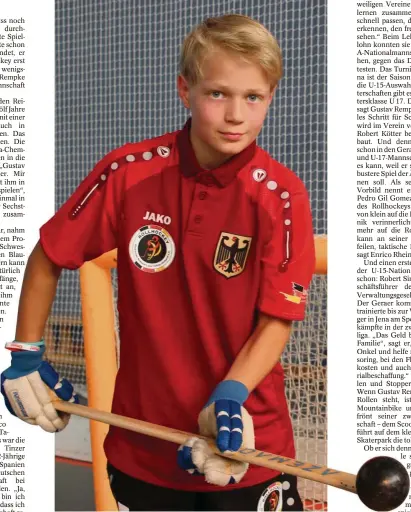  ?? FOTO: RONNY ESCHRICH ?? Rollhockey-Talent Gustav Rempke.