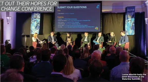  ?? ?? Louise Minchin hosts the panel discussion at the Waterline Summit