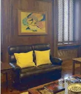  ??  ?? Displayed in P-Noy’s office is a painting by his mother, the late President Cory Aquino.