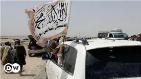  ??  ?? 'There's no god except god,' the writing on the Taliban flag reads