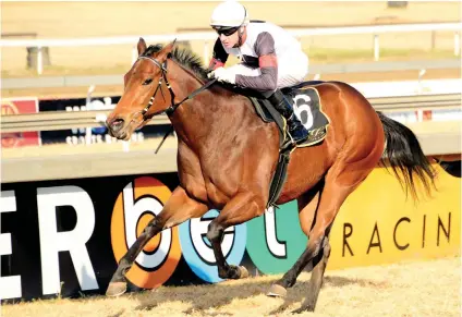  ?? Picture: JC Photograph­ics ?? ON SONG: Paul Peter-trained Operetta and Warren Kennedy score an easy win at the Vaal on 2 August. They aim to repeat the dose – and claim a hat-trick – in Race 4 tomorrow.