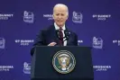  ?? Photograph: ZUMA Press Wire/ Shuttersto­ck ?? US president Joe Biden speaks during a news conference following the G-7 summit in Hiroshima