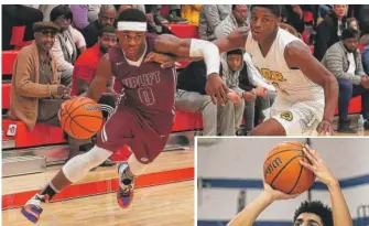  ?? FOR THE SUN-TIMES ?? Markese Jacobs (above, left) is a player to watch for Uplift this season. Jeremiah Hernandez (right) is part of a Division I backcourt that looks to keep St. Viator competitiv­e.