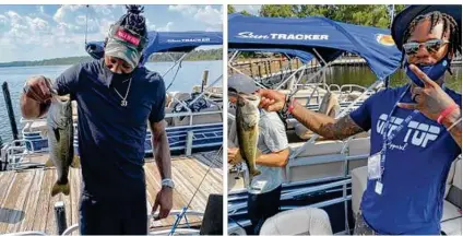  ??  ?? The Houston Rockets’ Robert Covington, left, and Ben McLemore take up fishing during their time at the NBA bubble in Orlando.