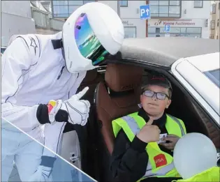  ??  ?? Thumbs-up from Roland Agrigei and The Stig at the Wexford Motor Show.