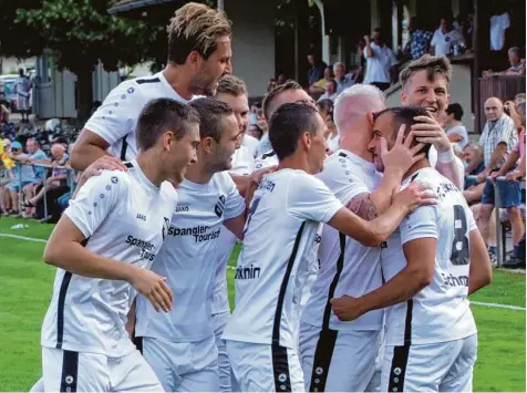  ?? Foto: Dirk Sing ?? Erstes Punktspiel als neuer Spielertra­iner des FC Ehekirchen – und gleich ein Sieg: Michael Panknin (Mitte) konnte mit seinen Schützling­en einen verdienten 4:0 Erfolg gegen den TSV Hollenbach bejubeln.