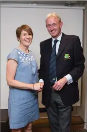  ??  ?? Ann Marie Lally was a winner in the President’s Prize Competitio­n at Blainroe Golf Club and she received her prize from Club President Terence Ryan.