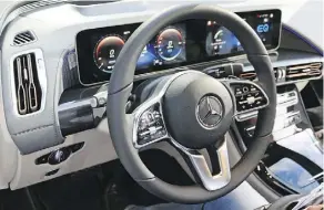 ??  ?? The instrument panel in the 2020 Mercedes-Benz EQC provides a wealth of informatio­n on power consumptio­n, range and driving habits.