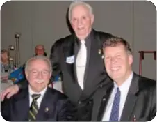  ??  ?? From left, are: Antonio Albano, president of the Guardians of the National Cemetery; Fred Caldwell, Guardian and WWII veteran; and Rep. Scott Petri. They talked at the Third Anniversar­y of the Guardians of the National Cemetery in Bristol Township.