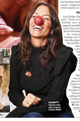  ?? ?? CHARITY Davina who will co-host Comic Relief
