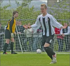  ??  ?? Greg Bolger reacts after scoring the winner 15 years ago.