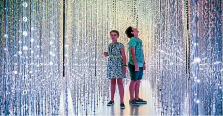  ?? PHOTO SALLY WEBB ?? Archie Thomsen and his sister marvel at the ArtScience Museum.