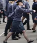  ??  ?? On parade: RAF woman in skirt