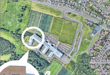  ??  ?? Buchanan High, circled next to St Ambrose, was built on dump site for Gartsherri­e works, right