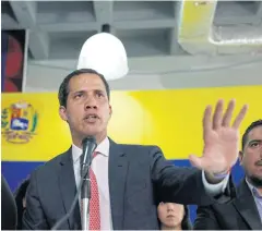  ?? AP ?? Juan Guaido gives a press conference in Caracas on Monday.