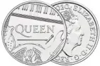  ??  ?? Brian May of Queen (left photo) holds new British coin, which features the iconic band on one side and Queen Elizabeth II on the reverse.