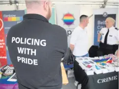 ??  ?? The Gay Police Associatio­n stall at Belfast’s 2016 Gay Pride Parade