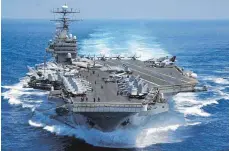  ?? FOTO: DUSTY HOWELL/U.S. NAVY /DPA ?? Die USS Carl Vinson: Donald Trump hat eine Flugzeugtr­äger-Gruppe in Richtung Korea in Gang gesetzt.