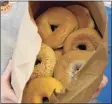  ??  ?? Some of the bagels donated to Danbury Hospital and Nuvance Health on Thursday.